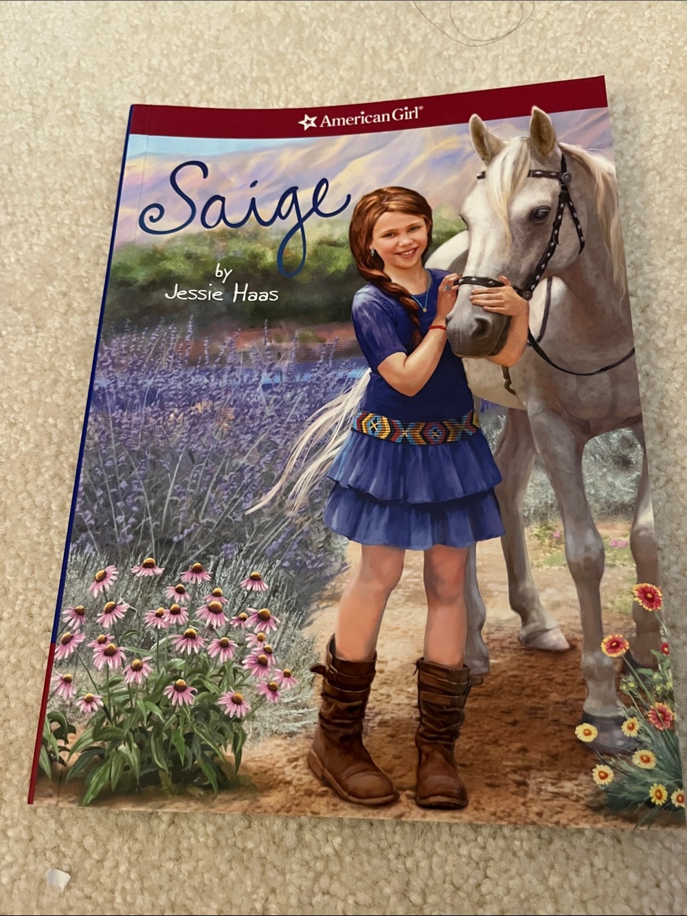 American Girl Blue Tiered Dress with Embroidered Belt